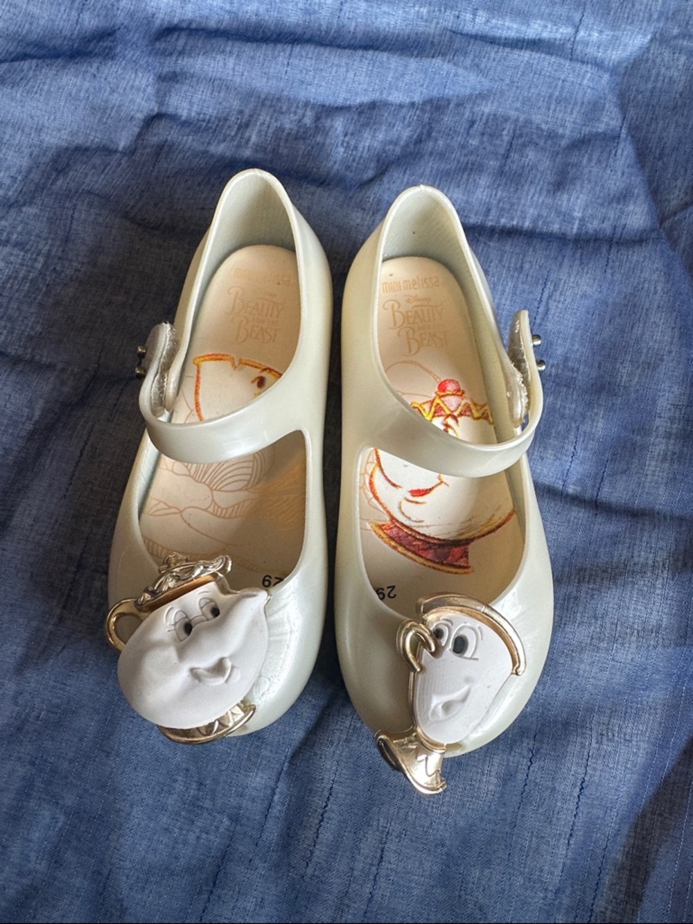 Mini Melissa Ivory/Gold Beauty and the Beast Mary Jane Shoes